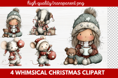 4 Whimsical Christmas Clipart | Cute Holiday PNG Set Product Image 1