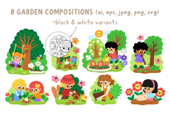 Garden clipart, patterns, backgrounds, designs for kids Product Image 6