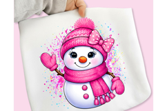 Pink Snowman PNG, Splatter Snowman PNG, Christmas PNG Product Image 5