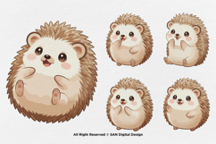 15 Bundle Watercolor Baby Hedgehog Animal Kids Spines Chibbi Product Image 6