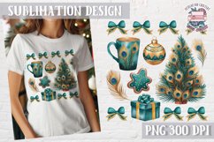 Christmas Coquette Bow PNG Holidays Funny Watercolor Product Image 1