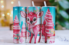 Merry Christmas Deer Tumbler Wrap | Christmas Wrap Product Image 1