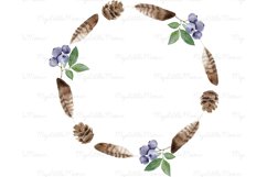 Forest watercolor wreath clipart | rustic, woodland #w69 Product Image 7