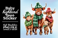 Baby Highland Cows PNG Christmas Stickers Product Image 13