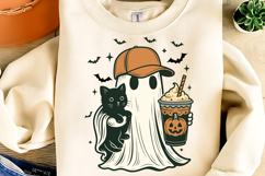 Pumpkin Spice Ghost PNG, Halloween Cat Clipart, Halloween Product Image 3