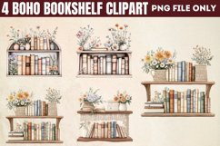 Boho Bookshelf Clipart PNG Product Image 1