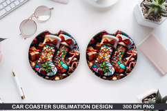 Christmas Car Coaster Sublimation| Christmas Coaster PNG Product Image 1