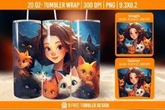 3D Cute Cat Tumbler Wrap Designs, Sublimation Wrap Product Image 1