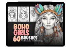 60 Procreate Boho Girls Stamp Brushes Product Image 1