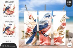 3D Cute Birds Tumbler Wrap| 3D Bird Sublimation Product Image 1