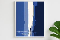 Minimalist Blue Cityscape Wall Art Modern Silhouette Poster Product Image 4