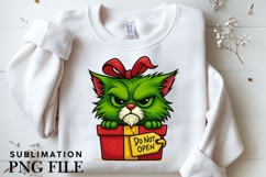 Funny Christmas green cat png design for T-shirts Product Image 3