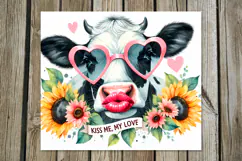 Cow with lowers | 4 western tumbler sublimation designs PL2 Product Image 2