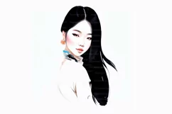 Beautiful Asian woman art sketches 10 PNG Digital download Product Image 6