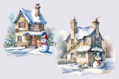 Snowman clipart, Cottage clipart, Christmas bundle clipart Product Image 5
