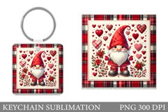 Valentines Gnome Keychain. Cute Gnome Keychain Sublimation Product Image 1