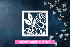 Peony Flower Paper Cut SVG Design Product Image 1