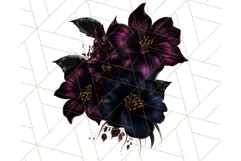 Gothic Floral PNG, Dark Aesthetic Flowers Clipart Print Product Image 2