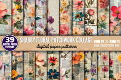 Shabby Floral Patchwork Collage Paper Bundle PNG Product Image 1