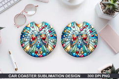 Love Heart Car Coaster Sublimation| Valentine Coaster PNG Product Image 1