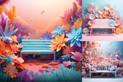 Floral bench printable digital papers Product Image 2