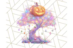 Pastel Halloween Town PNG Clipart, Spooky Shops & Homes Png Product Image 2