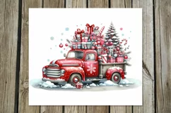 Christmas truck | Watercolor tumbler sublimation design PL2 Product Image 2