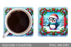 Christmas Penguin Coaster. Christmas Coaster Sublimation Product Image 1