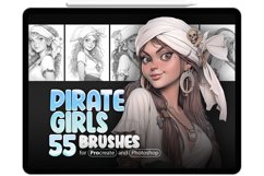 55 Procreate Pirate Girls Stamp Brushes Product Image 1