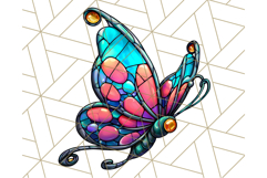 Stained Glass Hearts and Butterflies Clipart PNG Product Image 2