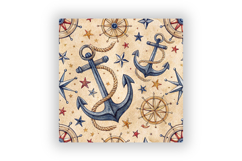 Navy Anchor Digital Paper Pack, Seamless Watercolor Nautical Product Image 6