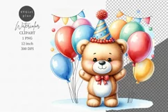 Party animals, Teddy bear clipart, Birthday clipart Product Image 1