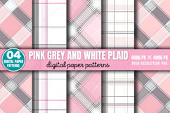 Pink Grey and White Plaid Digital Paper Background PNG Product Image 1