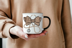 Nurse Leopard Bow Stethoscope Sublimation Design Product Image 5