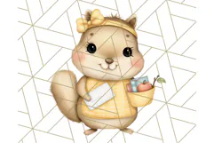Cute Back to School Animals PNG Clipart with Books & Bags Product Image 2