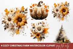 Cozy Christmas Farm Clipart Christmas Farm Sublimation Product Image 1