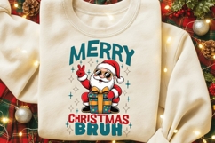 Merry Christmas Bruh Png, Funny Christmas Santa Claus Png. Product Image 7