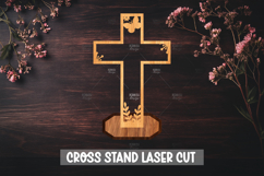 Christian Cross Silhouette, Laser cut stand decor Product Image 1