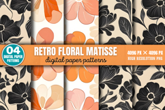Retro floral matisse pattern Digital Paper Background PNG Product Image 5