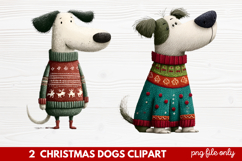 2 Christmas Dogs Clipart | Cute Holiday Puppy PNG Illustrati Product Image 1