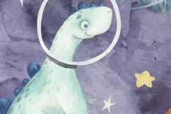 Greating cards for baby, of dinosaur watercolor postcard Product Image 6
