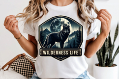 Wilderness Life PNG, Wolf and Moon Mountain Sublimation Product Image 6