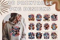 20x American Dog PNG Bundle Patriotic Dog Designs, USA Flag Product Image 2