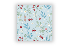 Cherry Floral Seamless Pattern Bundle, Blue Gingham Cherry Product Image 6