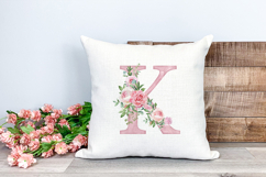 Watercolor pink floral alphabet Product Image 5