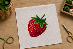 Strawberry cross stitch pattern. Red detailed small berry em Product Image 6