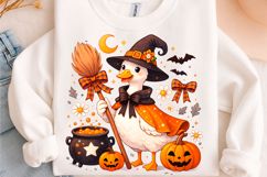 Cute Witch Duck Pumpkin Halloween PNG Product Image 1