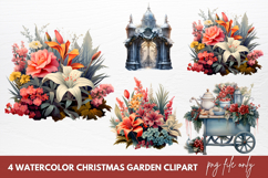 Watercolor Christmas Garden Clipart Product Image 1