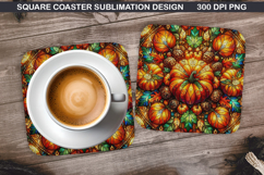 Pumpkin Coaster Sublimation, Halloween Coaster PNG Design Product Image 1