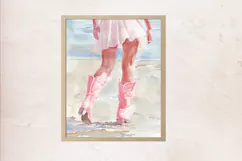 Watercolor Coastal Cowgirl Boots Beach Print Product Image 6
